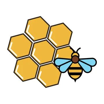 Bee and honeycomb icon vector logo. Symbol of honey bee, beehive, bee, hone.. Stock Illustration