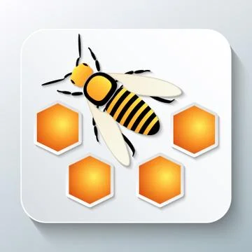 Bee and honeycomb with shadow Stock Illustration