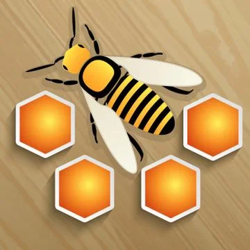 Bee and honeycomb on a tree Stock Illustration