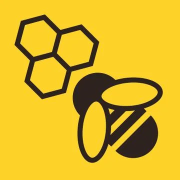 Bee and honeycombs icon Stock Illustration