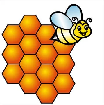 Bee and honeycombs Stock Illustration