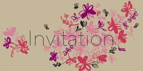 Bee and meadow flowers vector motif. Stock Illustration