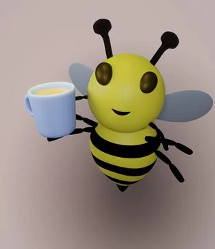 Bee and Mug and Coffee and Orange Background Illustrazione stock