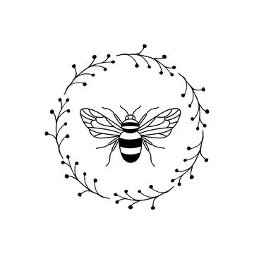 Bee and wreath vector illustration Stock Illustration