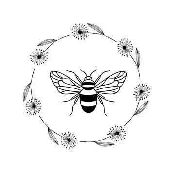 Bee and wreath vector illustration Stock Illustration