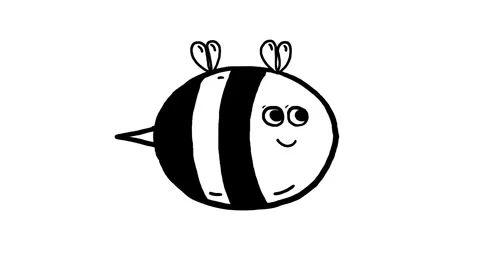 Bee black and white cartoon whiteboard. How nice to be a bee or a wasp at least. Stock Footage 304218976