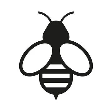 Bee black vector icon on white background Stock Illustration