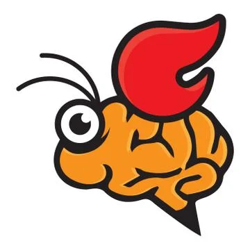 Bee with brain body and flame wing Illustration logo Stock Illustration