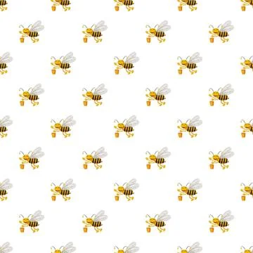 Bee with bucket of honey pattern Stock Illustration