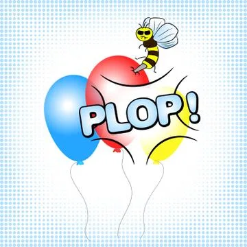 Bee that burst a balloon Stock Illustration