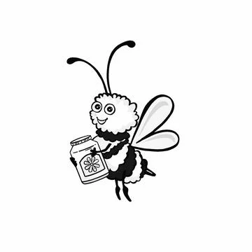 Bee carrying a jar of honey, vector illustration Illustrazione stock