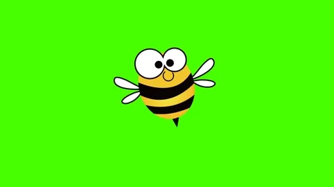 Bee cartoon animation on green background animation on chromakey Stock Footage 313225760