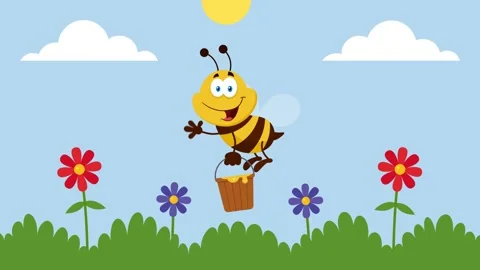animated bees flying