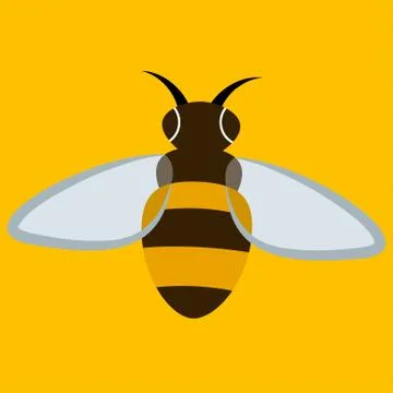 Bee cartoon on yellow background - Vector Illustrazione stock