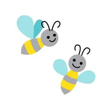 Bee. Cheerful smiling bees. Easter, spring, summer. Flat, cartoon, isolated Stock Illustration