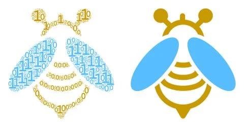 Bee Collage of Binary Digits Illustrazione stock