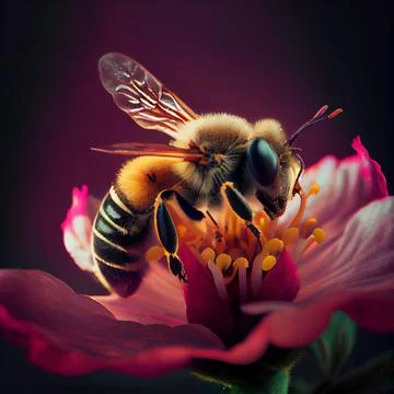 Bee collecting pollen Stock Illustration