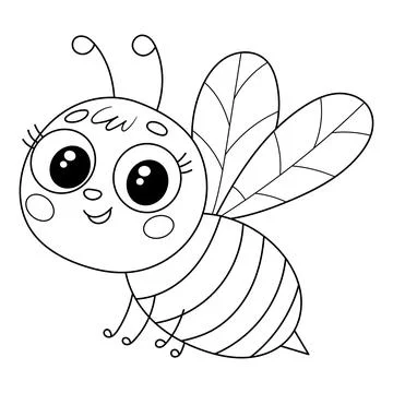 Bee coloring book for kids Stock Illustration