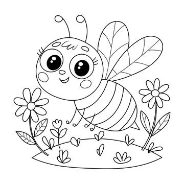 Bee coloring book for kids Stock Illustration