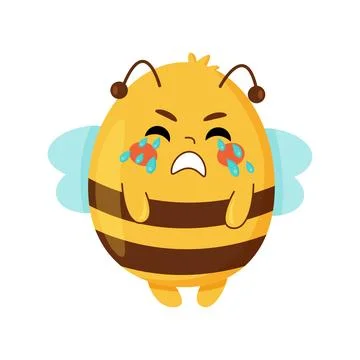 Bee crying. Cute sad bee mascot character. Stock Illustration