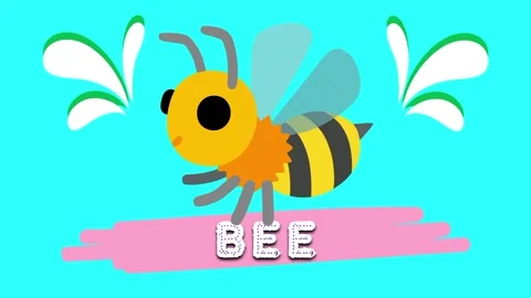Bee cute adorable animals name animated motion graphics 3D Stock Footage 297691361
