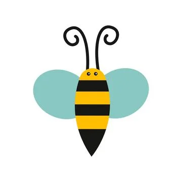 Bee cute doodle hand drawn flat vector illustration. Icon. Simple style for k Stock-Illustration