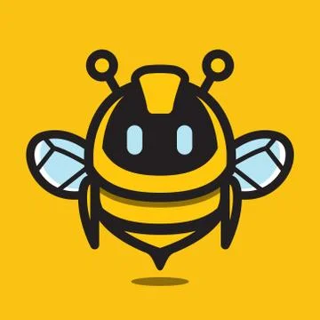 Bee cute droid robot technology character mascot logo vector illustration Stock Illustration