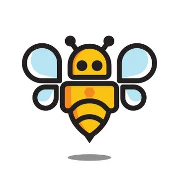 Bee cute droid robot technology character mascot logo vector illustration Stock Illustration