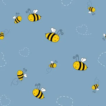 Bee cute seamless pattern background for kids textile. Vector Illustration Stock Illustration
