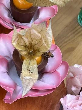 Bee on decorative dessert 写真素材