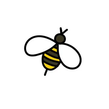 Bee doodle icon, vector color line illustration Stock Illustration