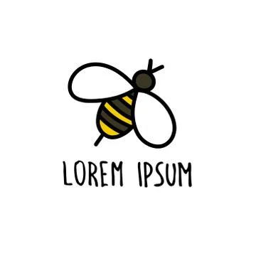 Bee doodle icon, vector color logo illustration Illustrazione stock