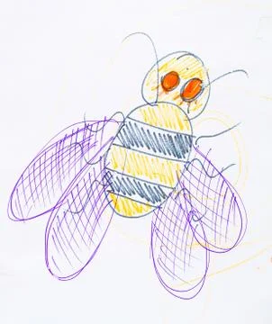 Bee drawn in pencil Illustrazione stock