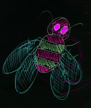 Bee drawn in pencil Illustrazione stock