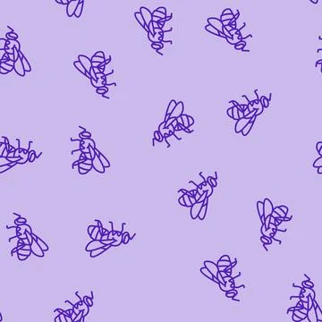Bee drone icon line seamless pattern Stock Illustration