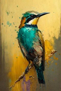 Bee-eater bird painting Stock Illustration