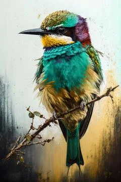 Bee-eater bird painting Stock Illustration