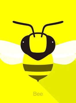 Bee face flat icon design, vector illustration Stock Illustration