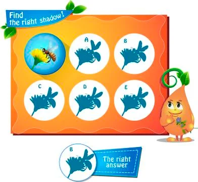 Bee find right shadow Stock Illustration
