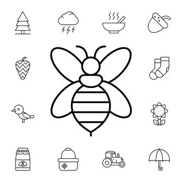 Bee flat vector icon in autumn pack Illustrazione stock