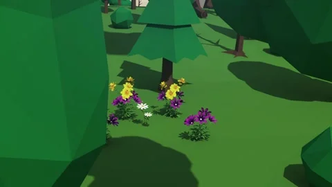 Bee on flower 3D Low poly animation Stock Footage 211809264