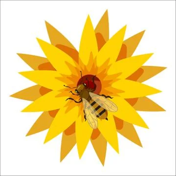 Bee on flower icon, cartoon style Stock Illustration