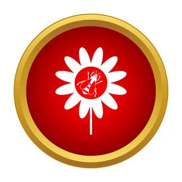 Bee on flower icon symbolizing ecology and nature Stock Illustration