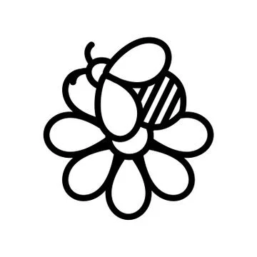 Bee flower icon vector. Isolated contour symbol illustration Stock Illustration