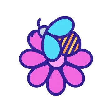 Bee flower icon vector. Isolated contour symbol illustration Stock Illustration