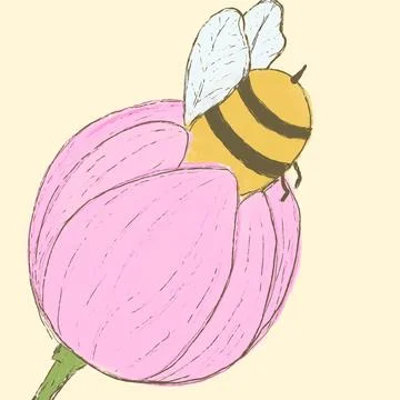 Bee with flower Illustrazione stock
