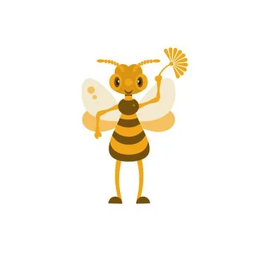 Bee with a flower. Illustration. Stock Illustration