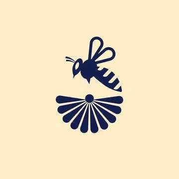 A bee with a flower. Illustration. Stock Illustration