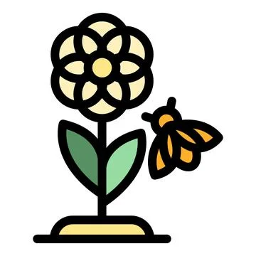 Bee flower nectar icon vector flat Illustrazione stock