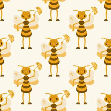 A bee with a flower. Pattern 스톡 일러스트
